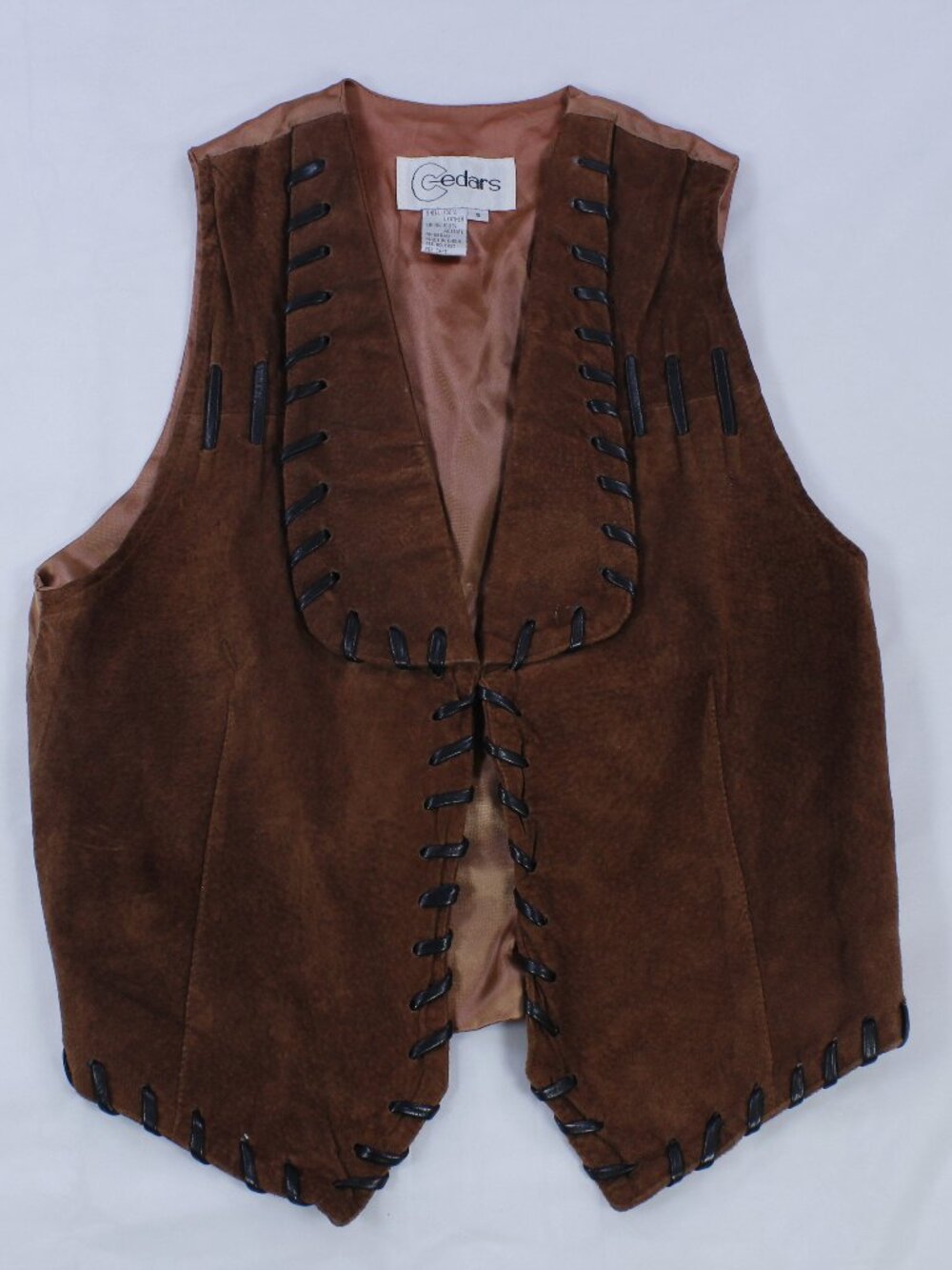 Cedars Vintage Brown Suede Vest for Women – Western Boho Style with Lacing